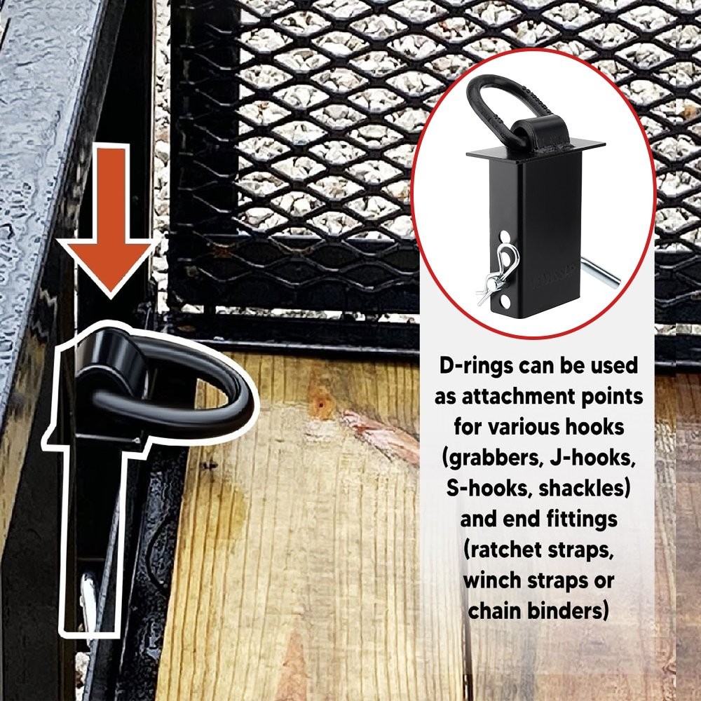 Stake Pocket D-Ring Tie Downs Utility for Flatbed Trucks and Trailer – 6 Pack