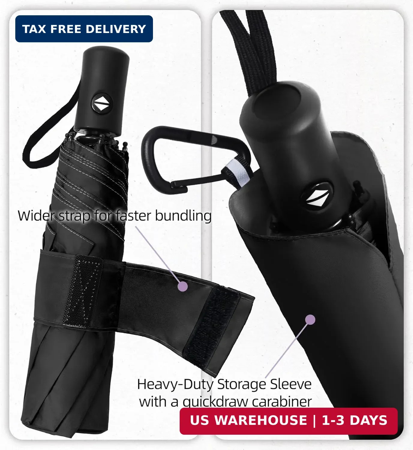 Compact Travel Windproof Umbrella, 43" Auto open/close Folding Quick Dry Umbrell