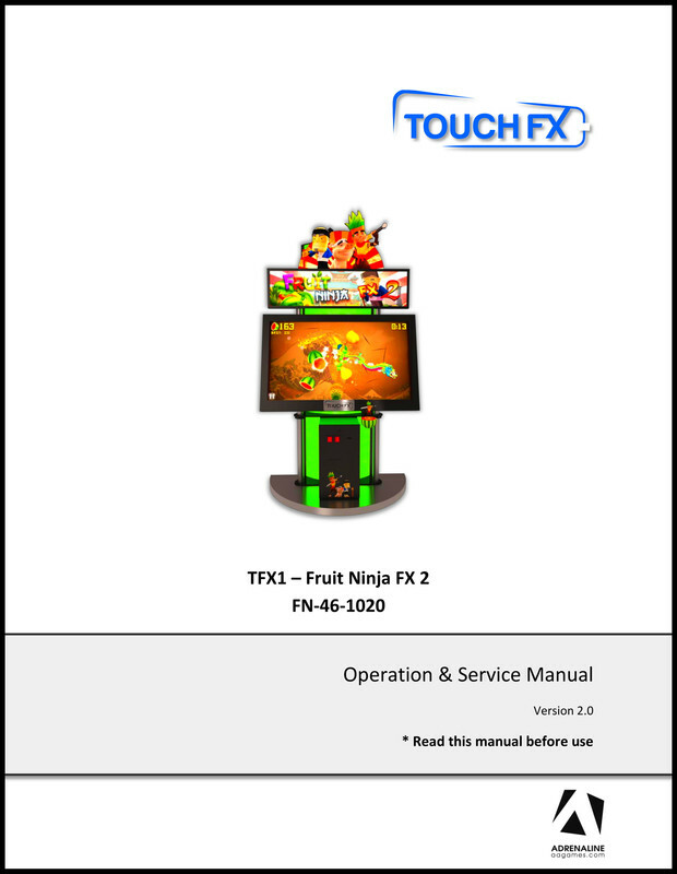 Fruit Ninja FX 2 Arcade Video Game Operation/Service/Repair Manual Adrenaline Xx