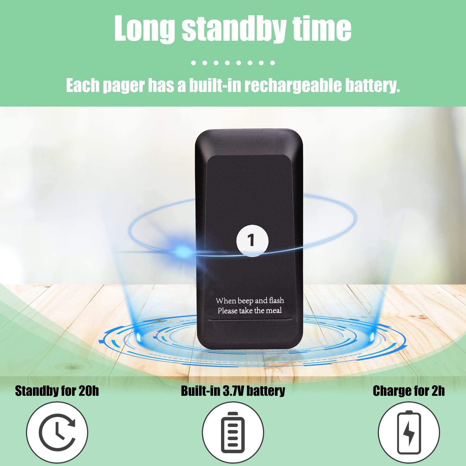 Restaurant Pager System 984ft Long Range Vibration Flashing Buzzer 16 Pagers