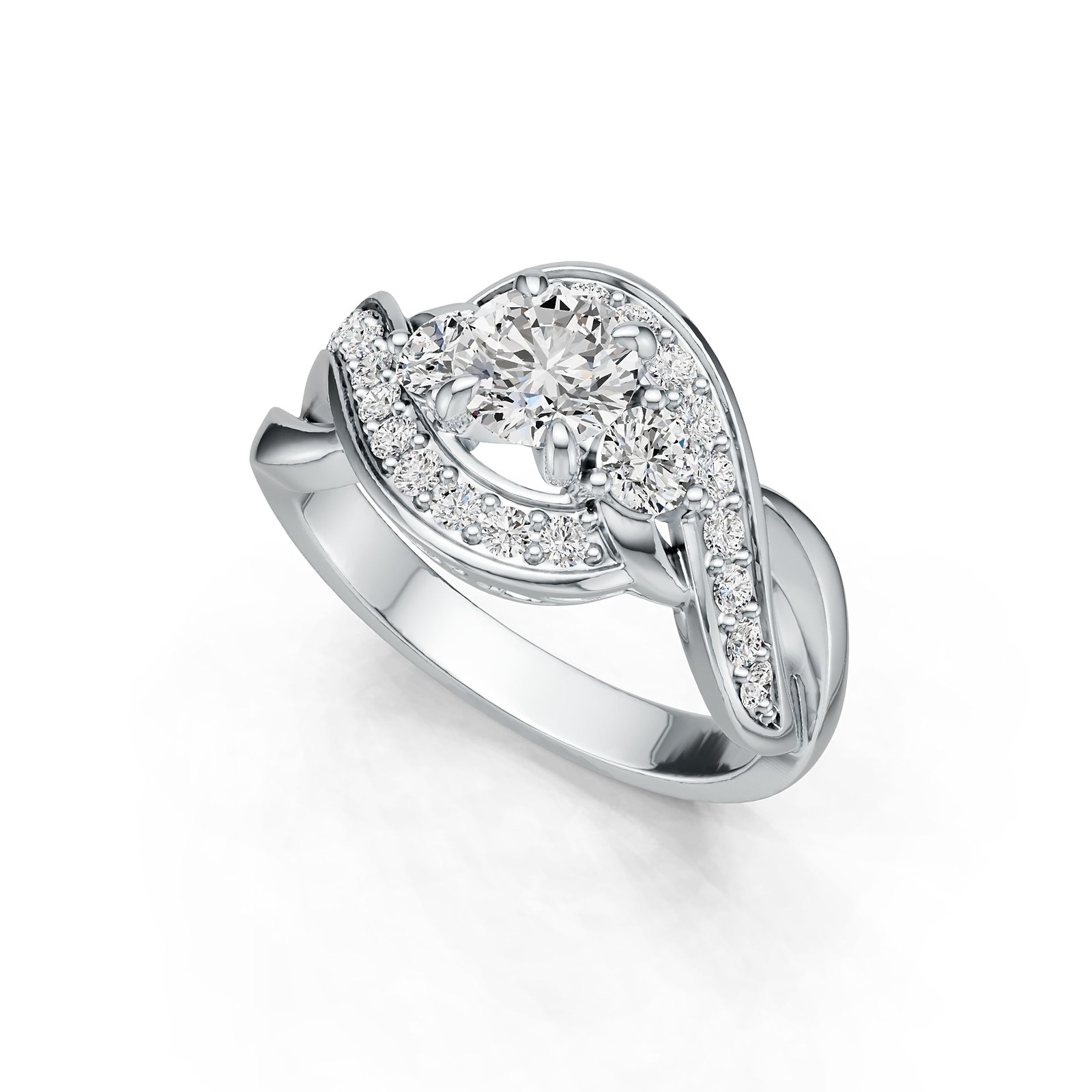 Sterling Silver Semi Mount Ring Setting Round RD 5X5mm with White Topaz