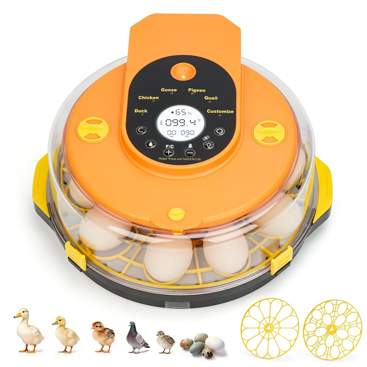 Incubators for Hatching Eggs -15-Egg Automatic Egg Chick Incubator with 5 Smart