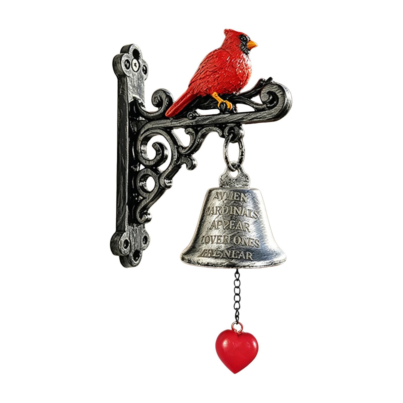 Outdoor Dinner Bell Wall Mounted Retro Decoration Red Cardinal Bird