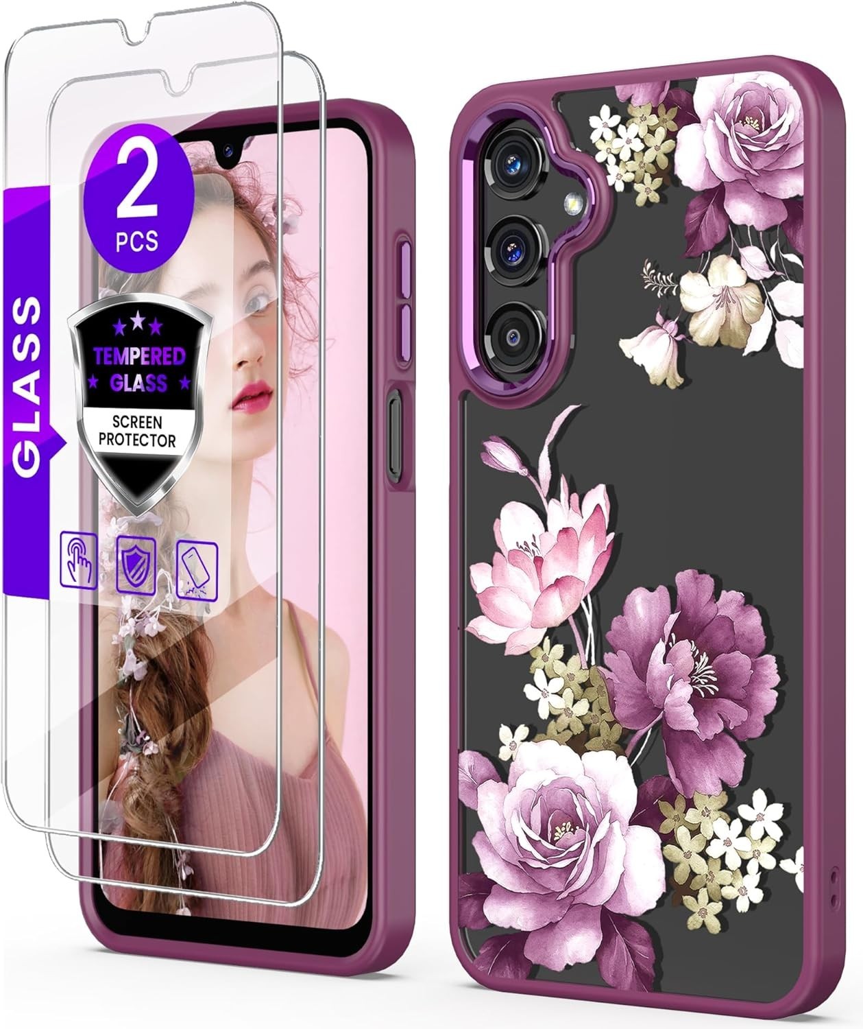 for Samsung Galaxy A16 5G Case+Tempered Glass Screen Protector,Military Grade Pr
