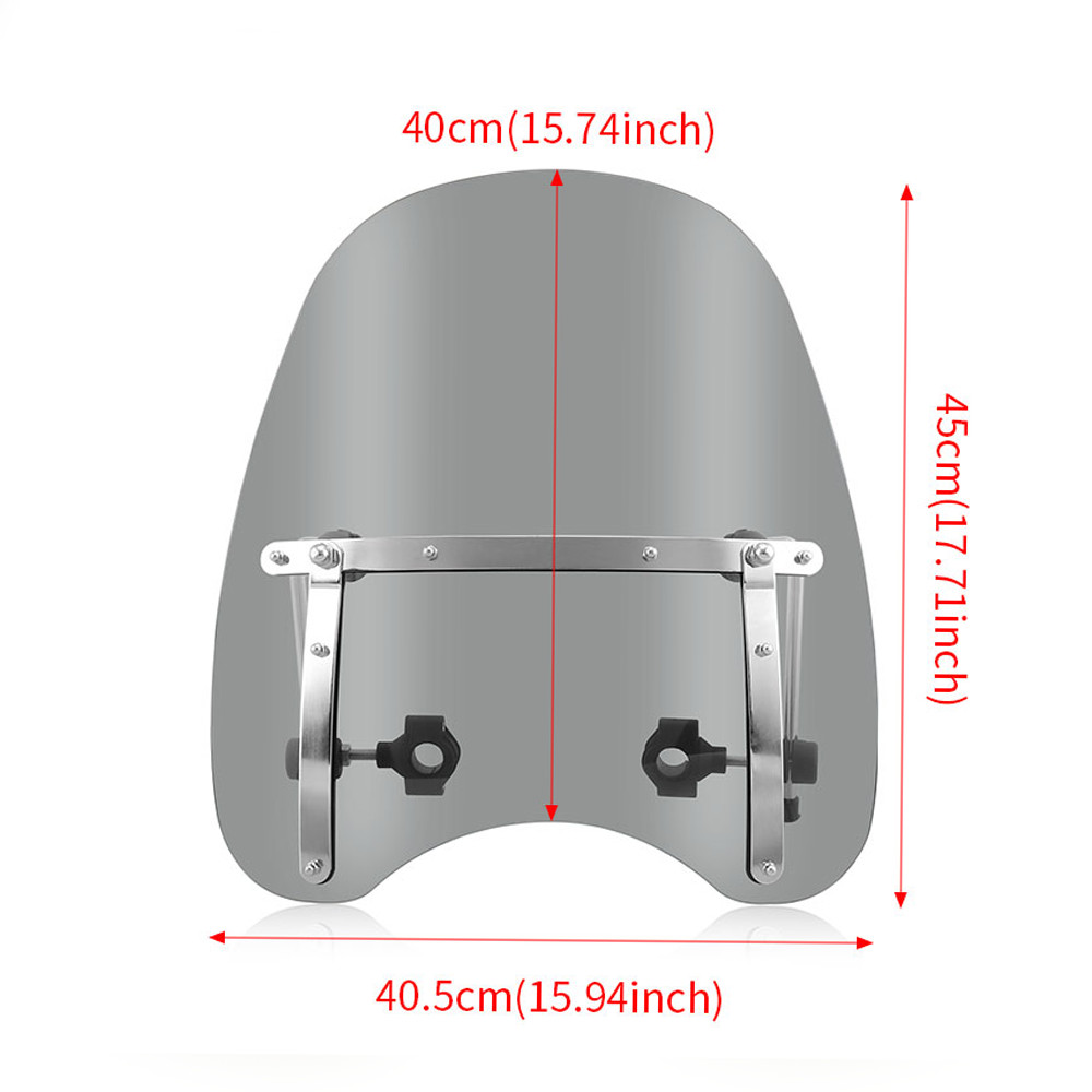 Universal 7/8'' Motorcycle Windscreen Smoked Windshield For Harley Suzuki