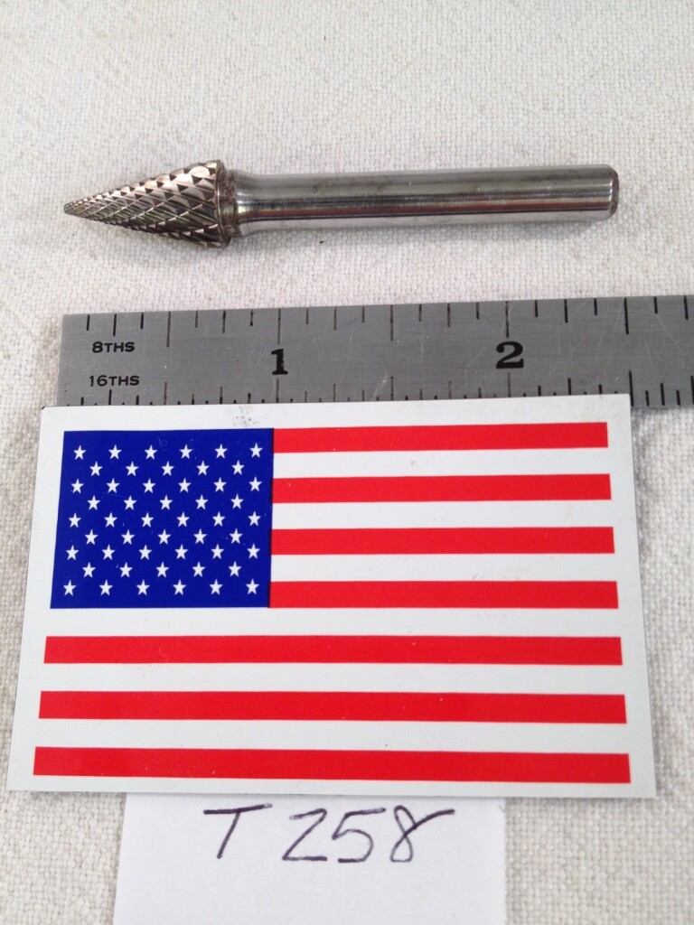 1 NEW FALCON / SGS 1/4" SHANK CARBIDE BURR. SM-4 DOUBLE CUT. CONE USA BUR -T258-
