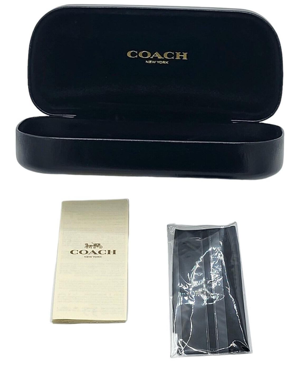 Coach Eyeglasses Sunglasses Hard Case With Wipe and Booklet Black