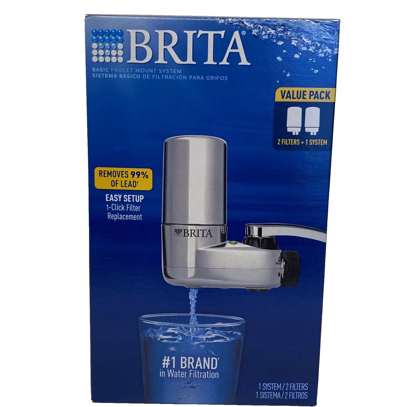 New Sealed Brita Elite Water Faucet Filtration Mount System Chrome