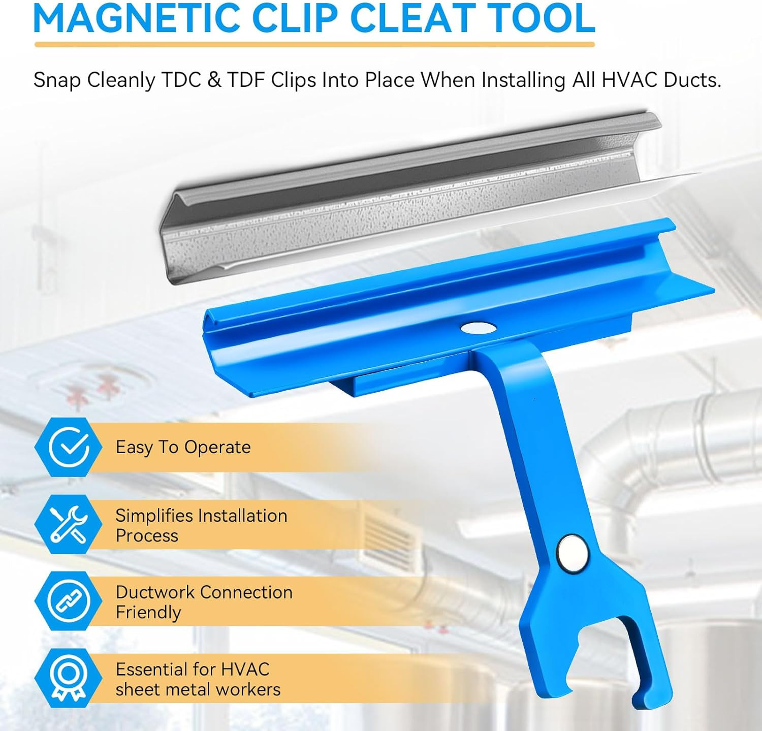Magnetic PPC & PPF Clips/Cleat Tool for HVAC Ductwork - 4" Magnetic Tdc &Tdf Cli