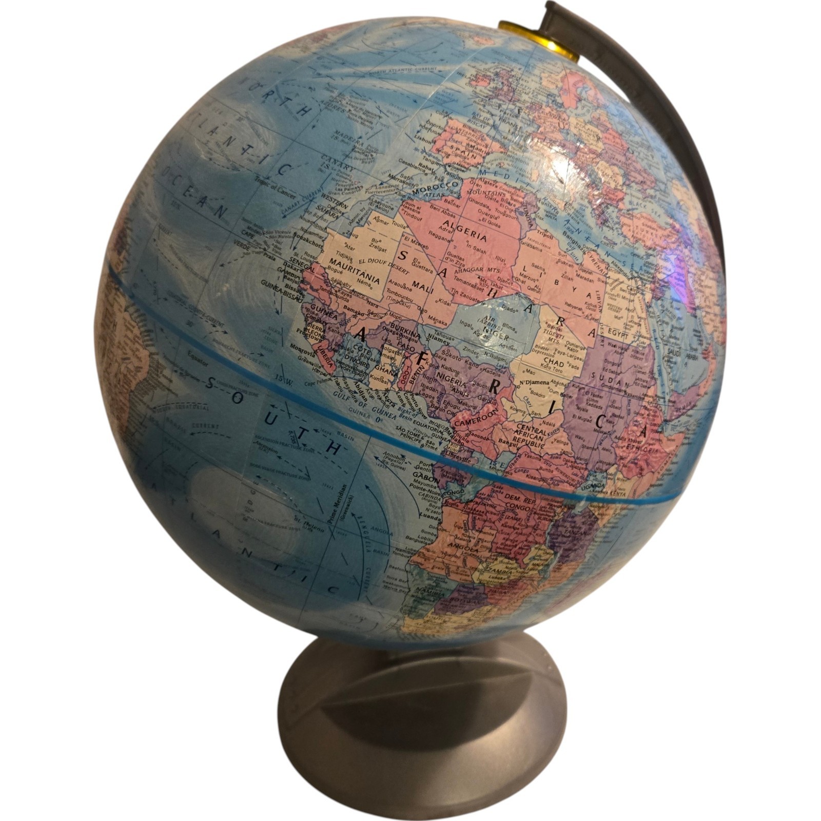 Globemaster Scanglobe Type-Y 12 Inch Diameter Globe World Map Plastic Base & Arm
