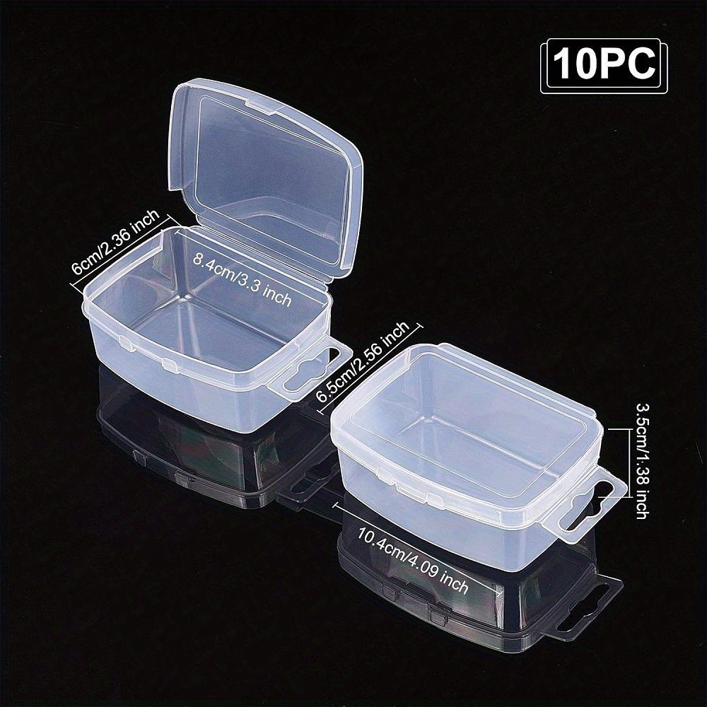 10pcs Rectangle Transparent Plastic Bead Containers 10.4x6.5x3.5cm Bead