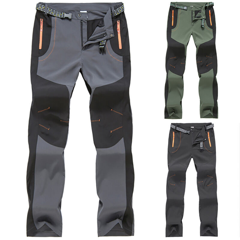 Men Waterproof Cargo Walking Trousers Rain Fishing Hiking Outdoor Work Pants UK
