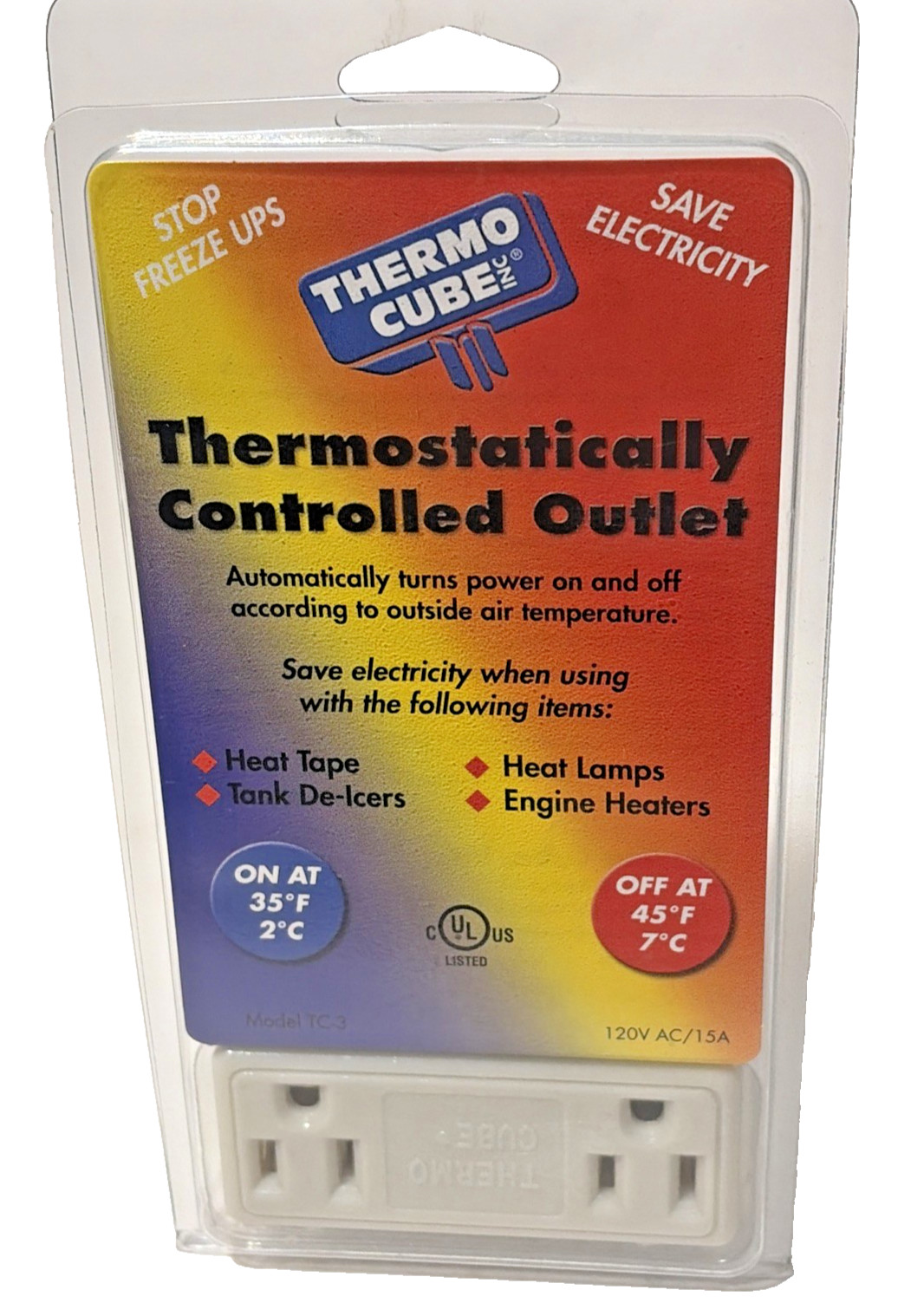 Thermo Cube Inc. Controlled Outlet TC-3 Thermo Cube Thermostat Control 32F - 45F
