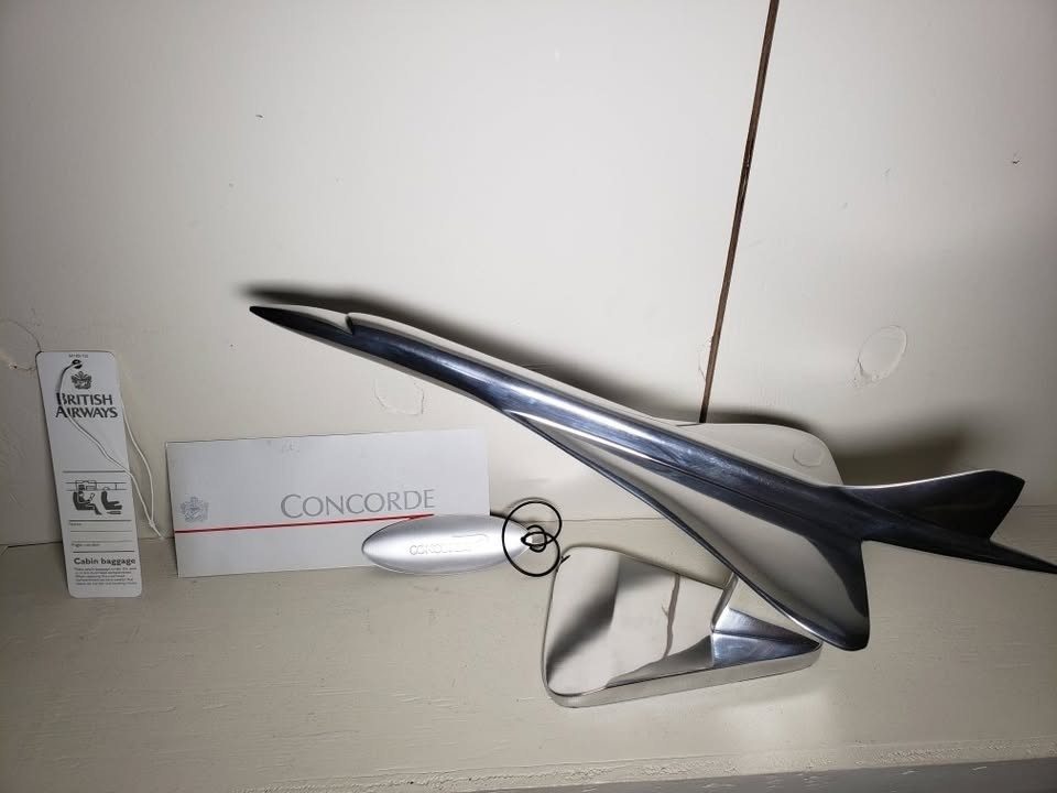 Concorde Supersonic Plane Display Mounted Sculpture in Polished Stainless Steel