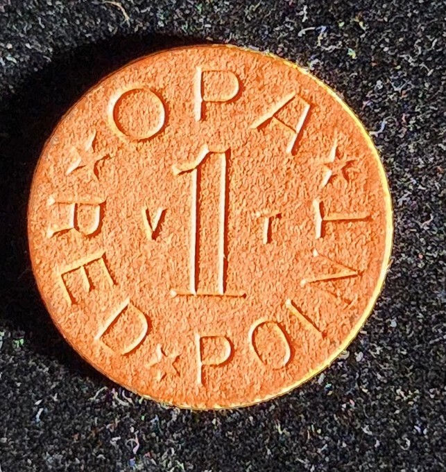 WWII  OPA "VT"  RED POINT  RATION TOKEN COIN FIBER. Our T2962