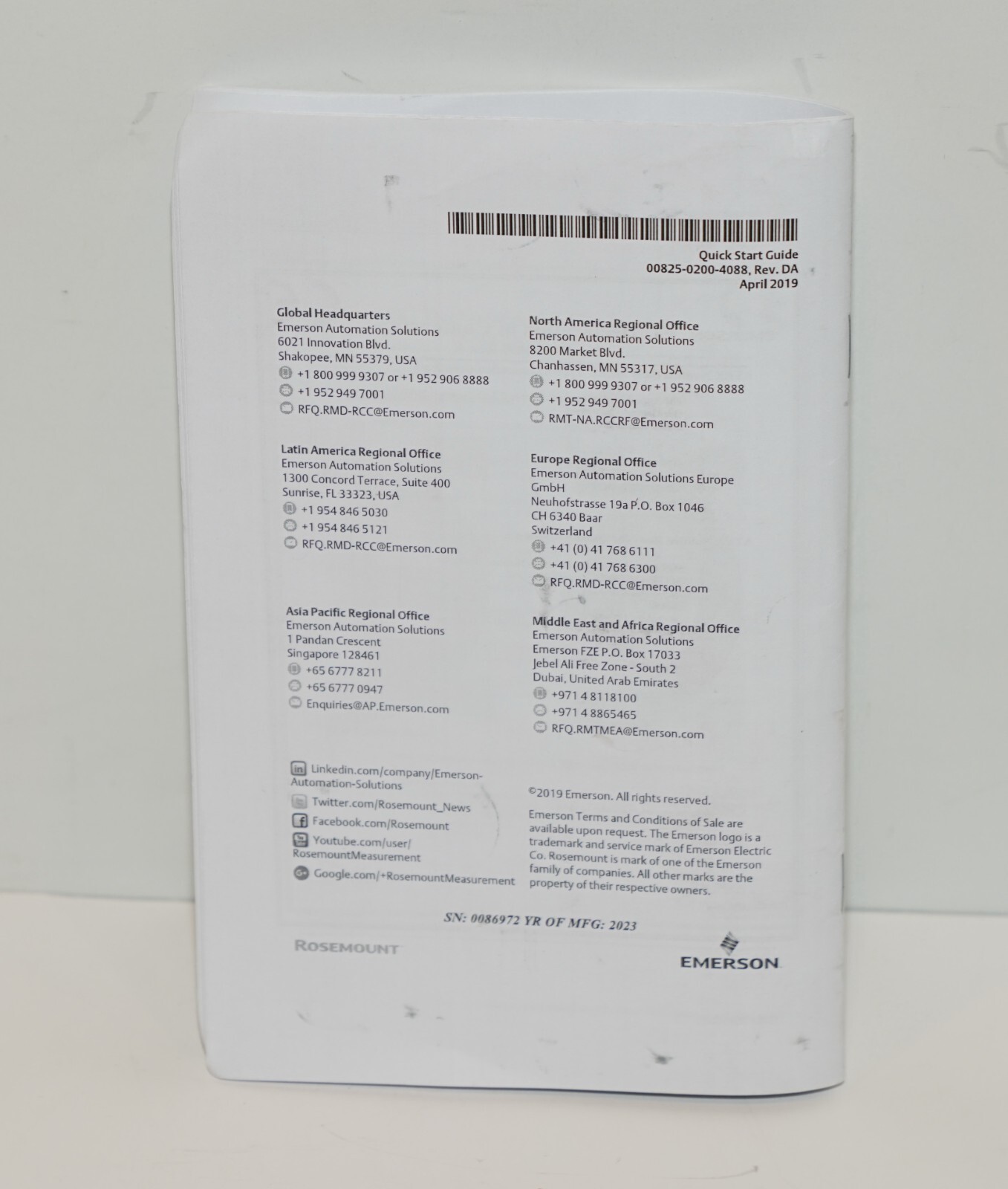 ROSEMOUNT MULTIVARIABLE TRANSMITTER 4088B3P13A7R2E121AE5M5C1 1500 PSI