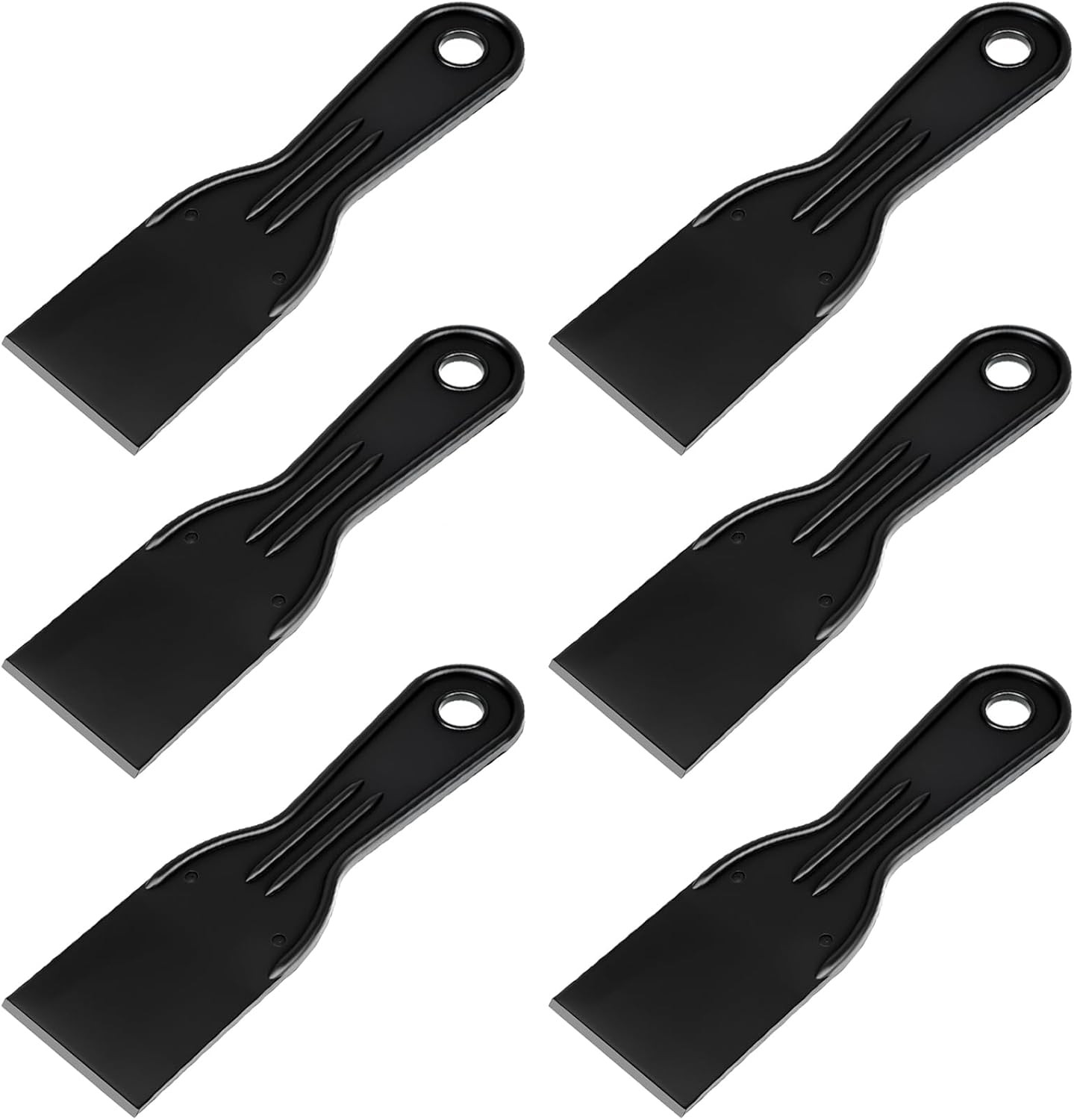 6 Pcs Plastic Putty Knife, 2 Inch Black Putty Knife Scraper Flexible Putty Scrap