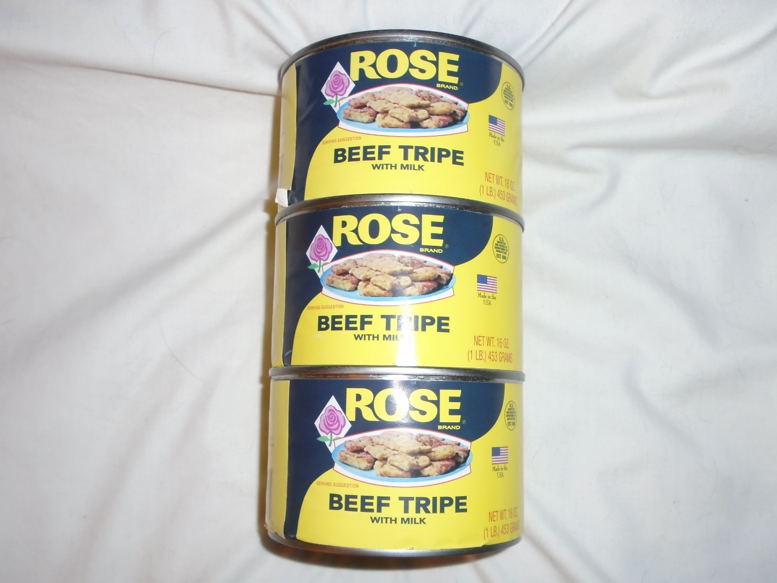 Set of 3 Rose Brand Beef Tripe with Milk 16 oz Cans exp 12/10/2027 - NEW