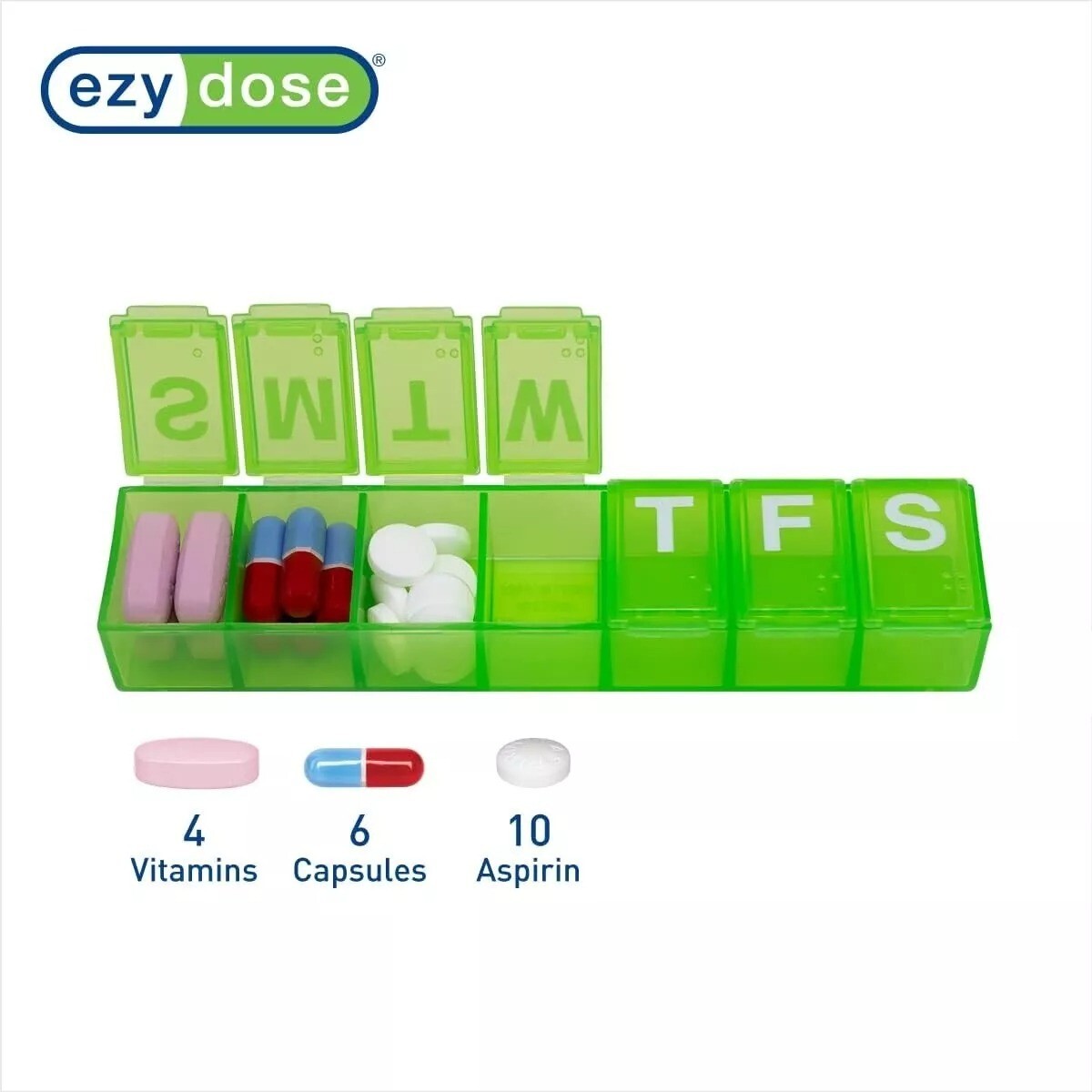Weekly (7-Day) Pill Organizer, Vitamin Planner, and Medicine Box, Large Compartm