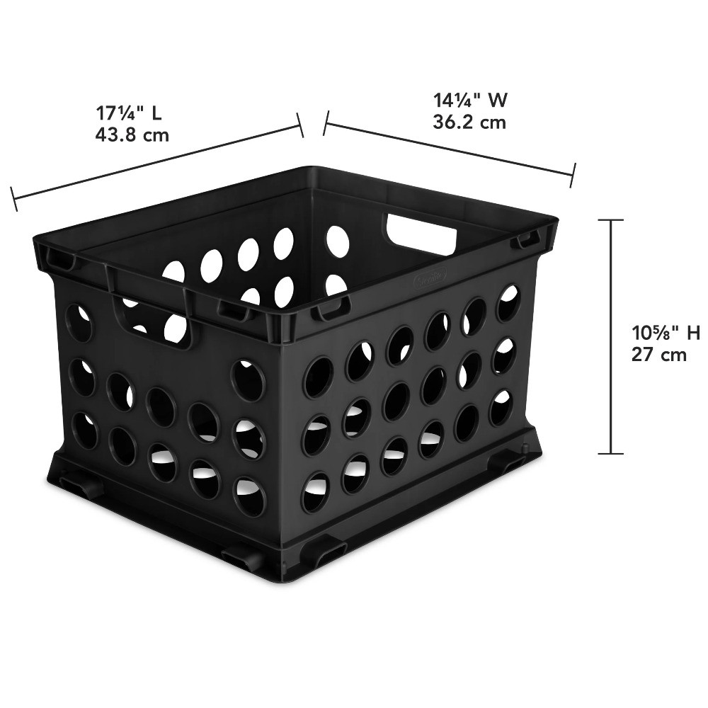 (6 pack) File Crate, Versatile Plastic Storage Bin with Through Handles