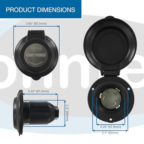 30 Amp 125 Volt RV Marine Power Inlet - Black