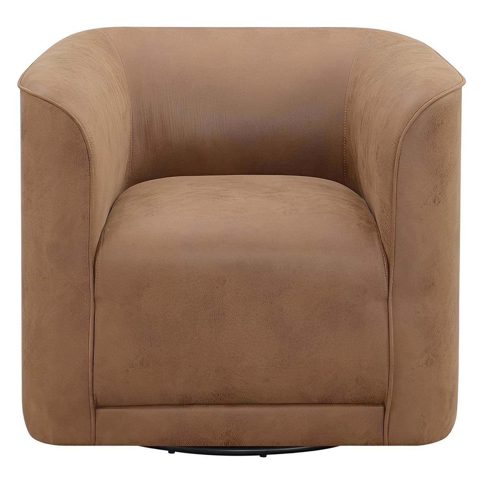 Saddle brown Upholstered Swivel Chair 360-Degree Contemporary Design (2-Pack)