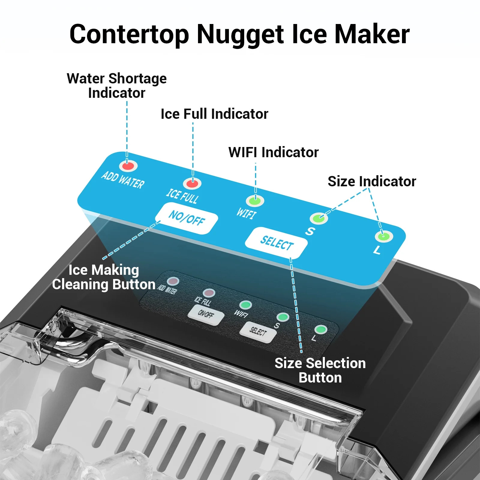 Joreek Smart Countertop Ice Makers, Portable Ice Maker Machine with Self
