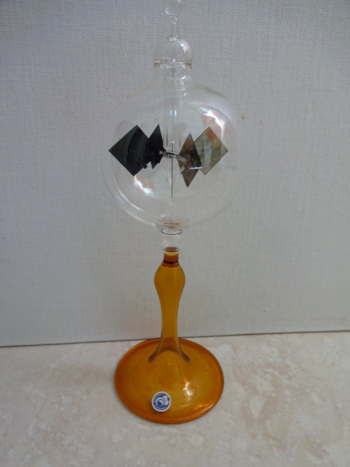 SOLAR RADIOMETER, CROOKES, LIGHTMILL - Clear Globe, Cognac Yellow stem - SMALL