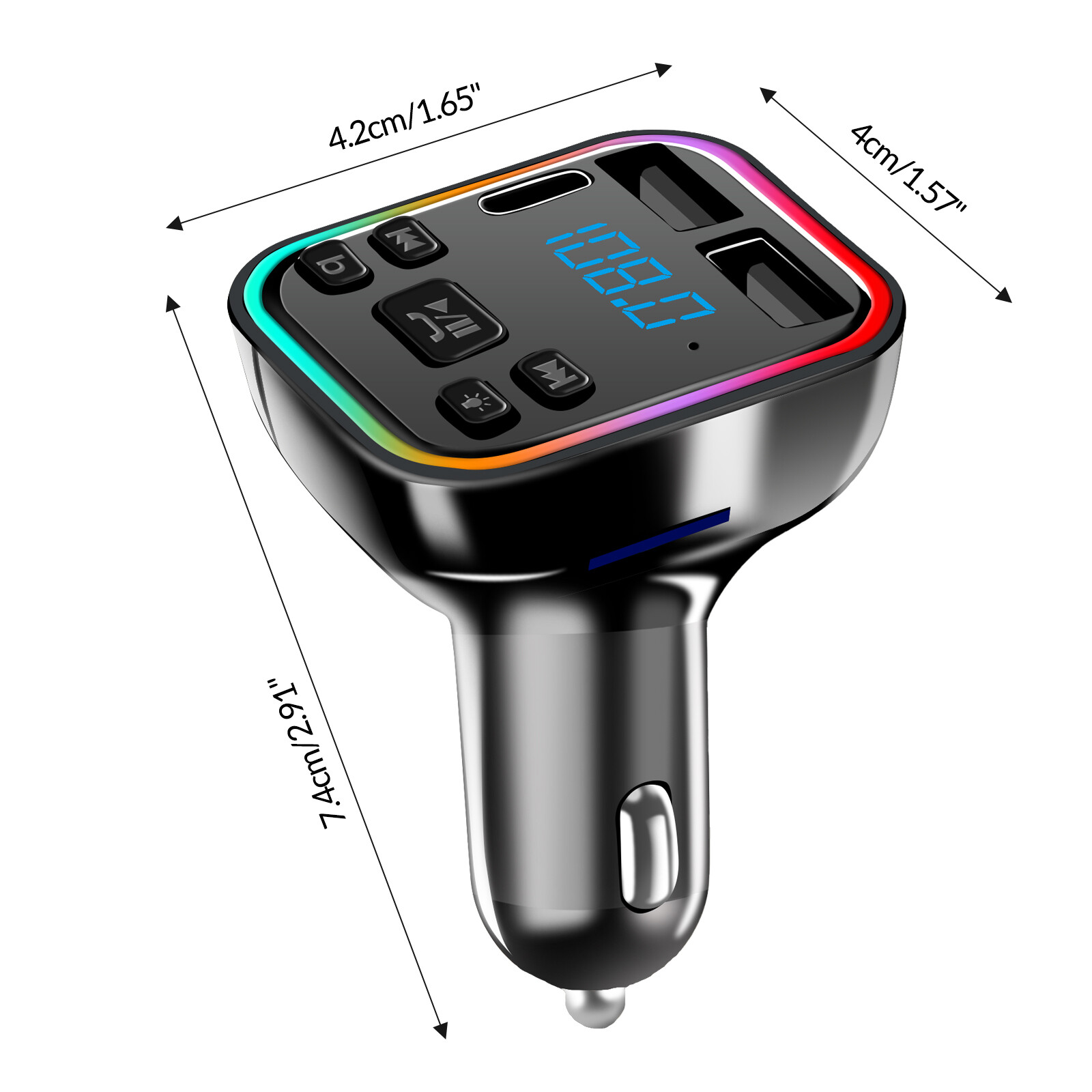 Bluetooth 5.0+ Car BT Wireless FM Transmitter Adapter Hands-Free 2USB PD Charger