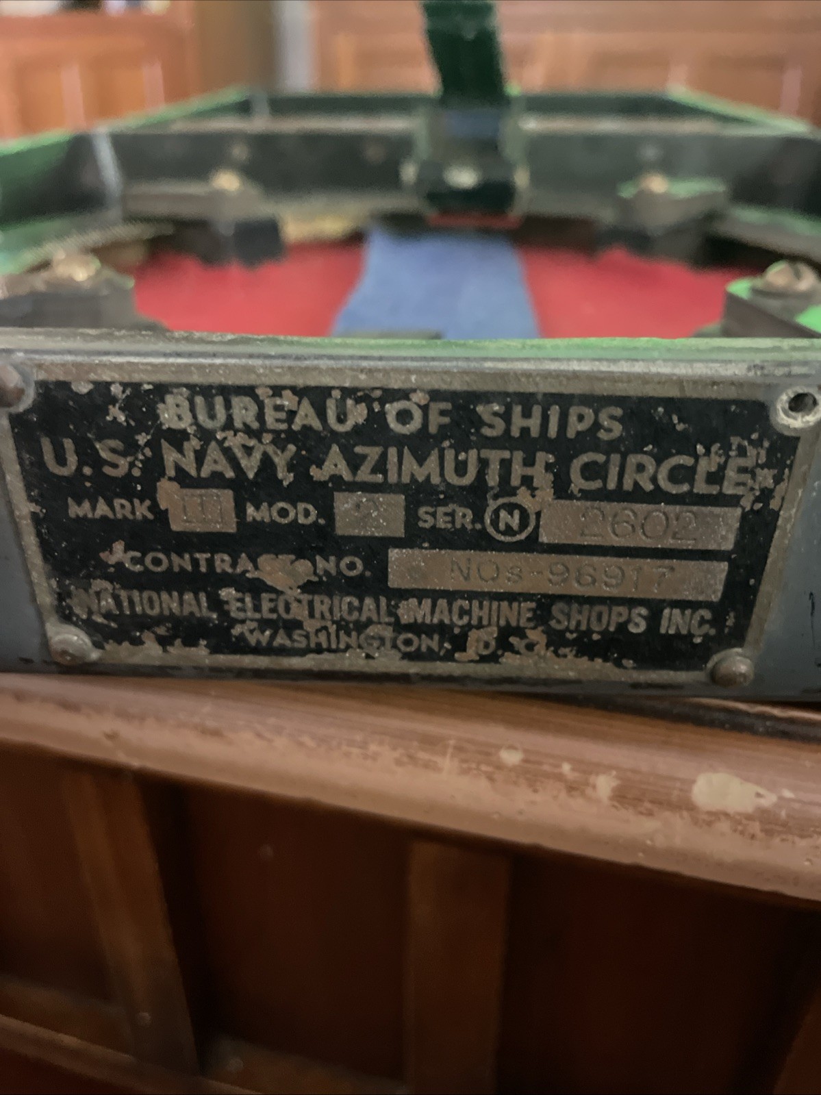 US Navy Bureau Of Ships Mark I Mod 2 Azimuth Circle WWII 1941 Nautical Tool Rare