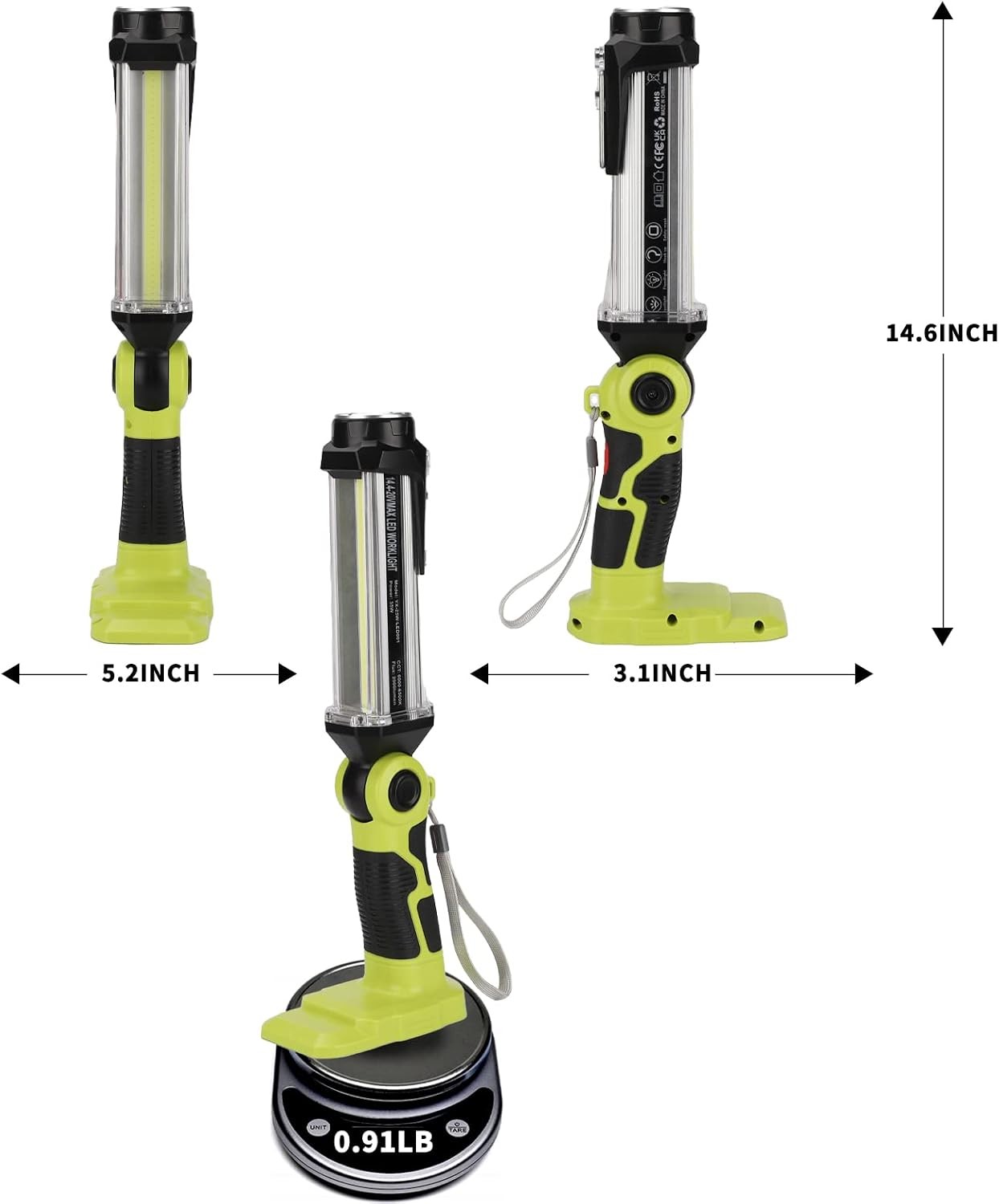 18W 2000LM Rechargeable Flashlight Cordless Led Work Light for Ryobi 18v Battery