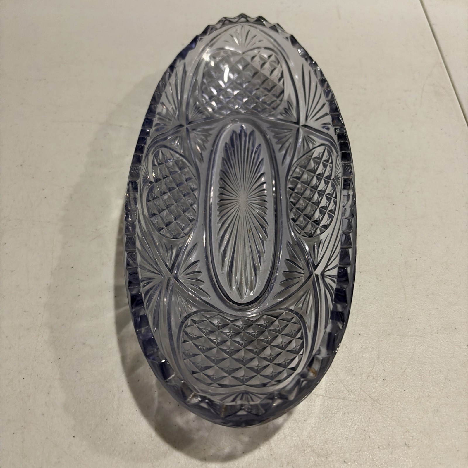 Purple Hue Celery Oval Serving Glass Dish