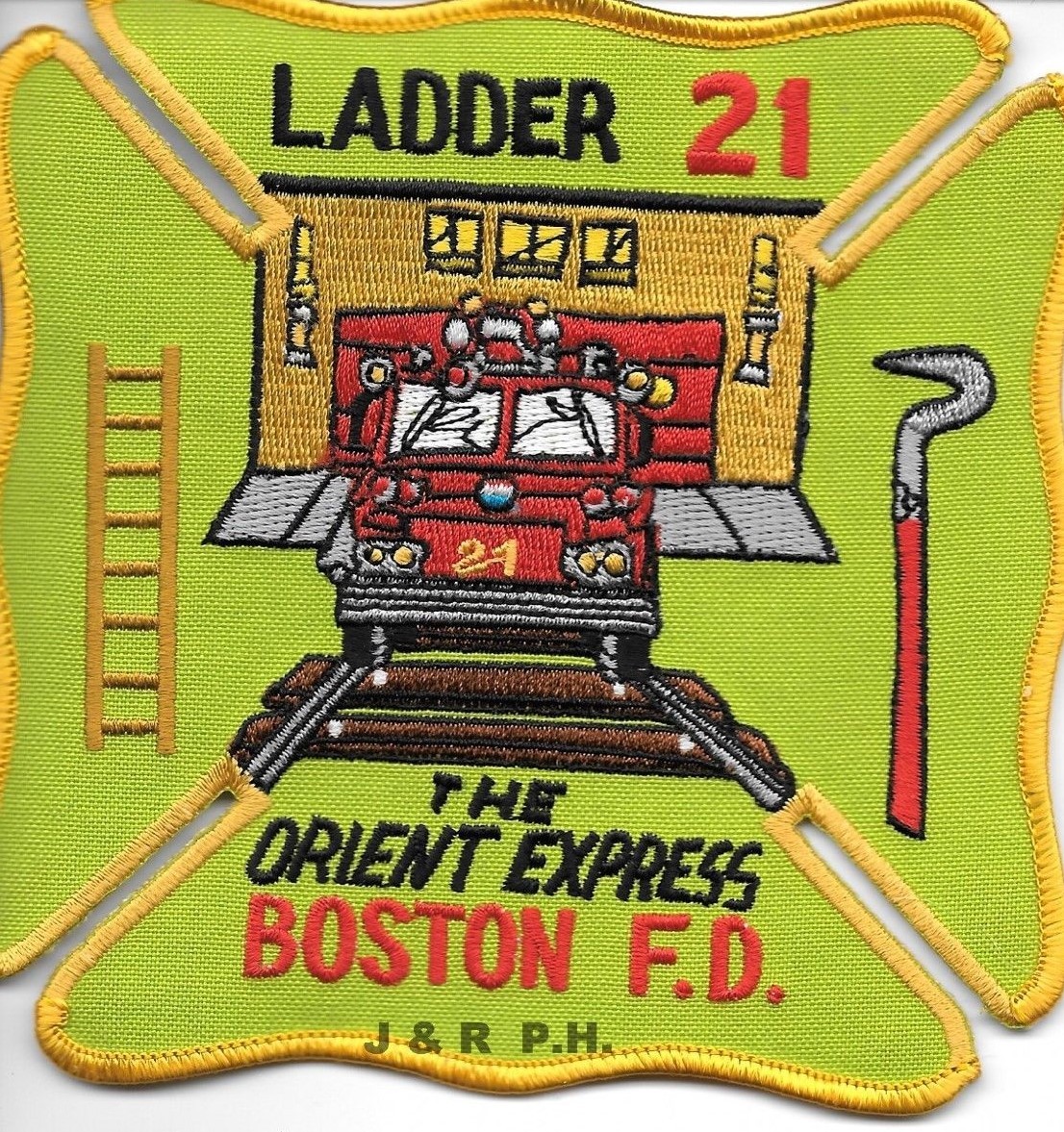 Boston  Ladder - 21, MA  "The Orient Express" (5" x 5" size) fire patch