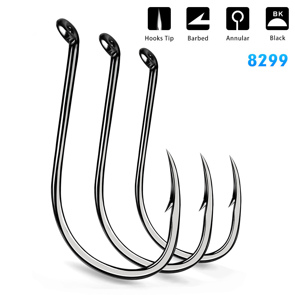 Lot 100pcs High Carbon Steel Hooks Octopus Black Fishing Hooks Barbed 1#-10/0#