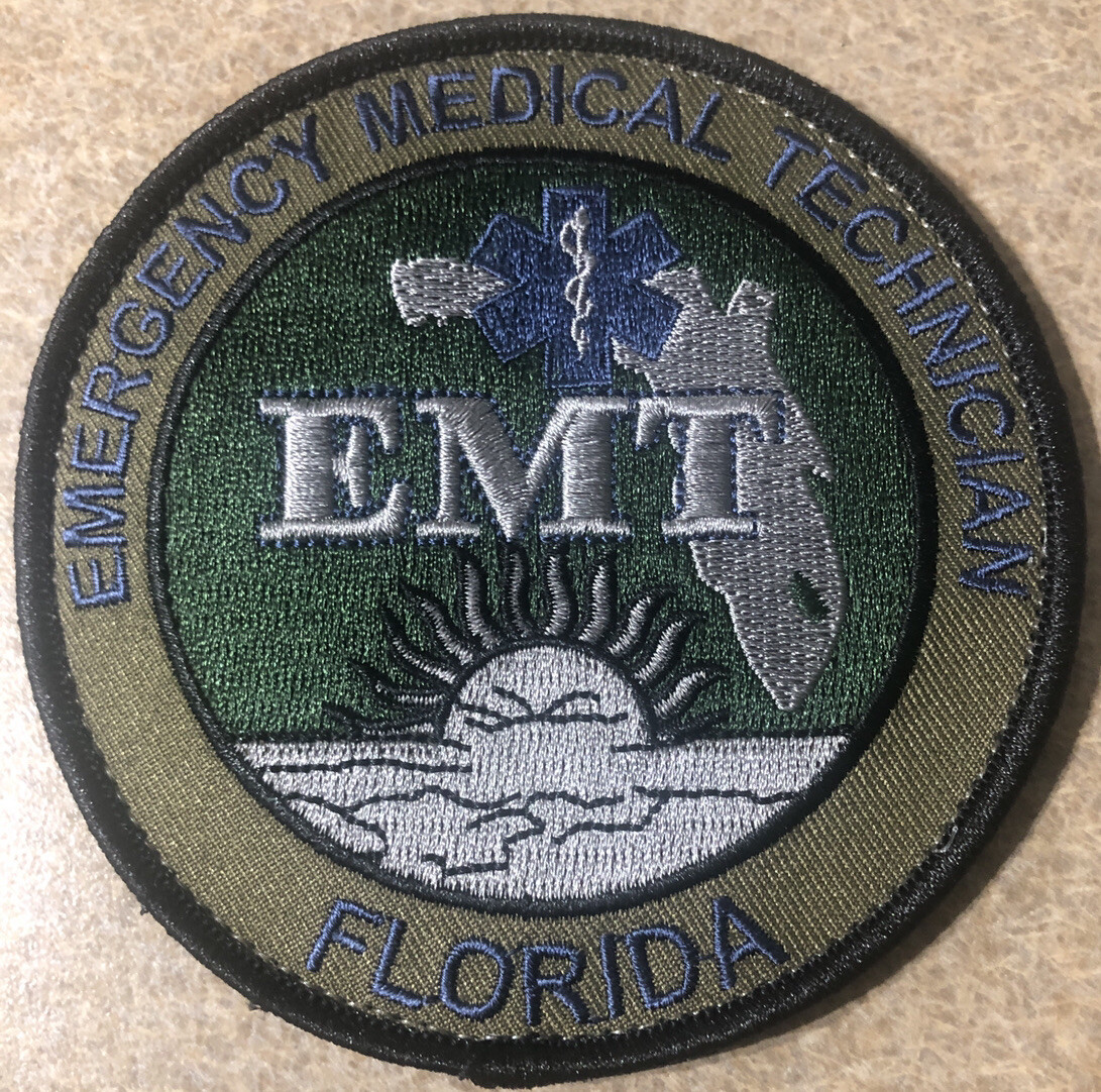 Florida EMT (Emergency Medical Tech) Patch- Subdued Green 4" -Hook/Loop Backing