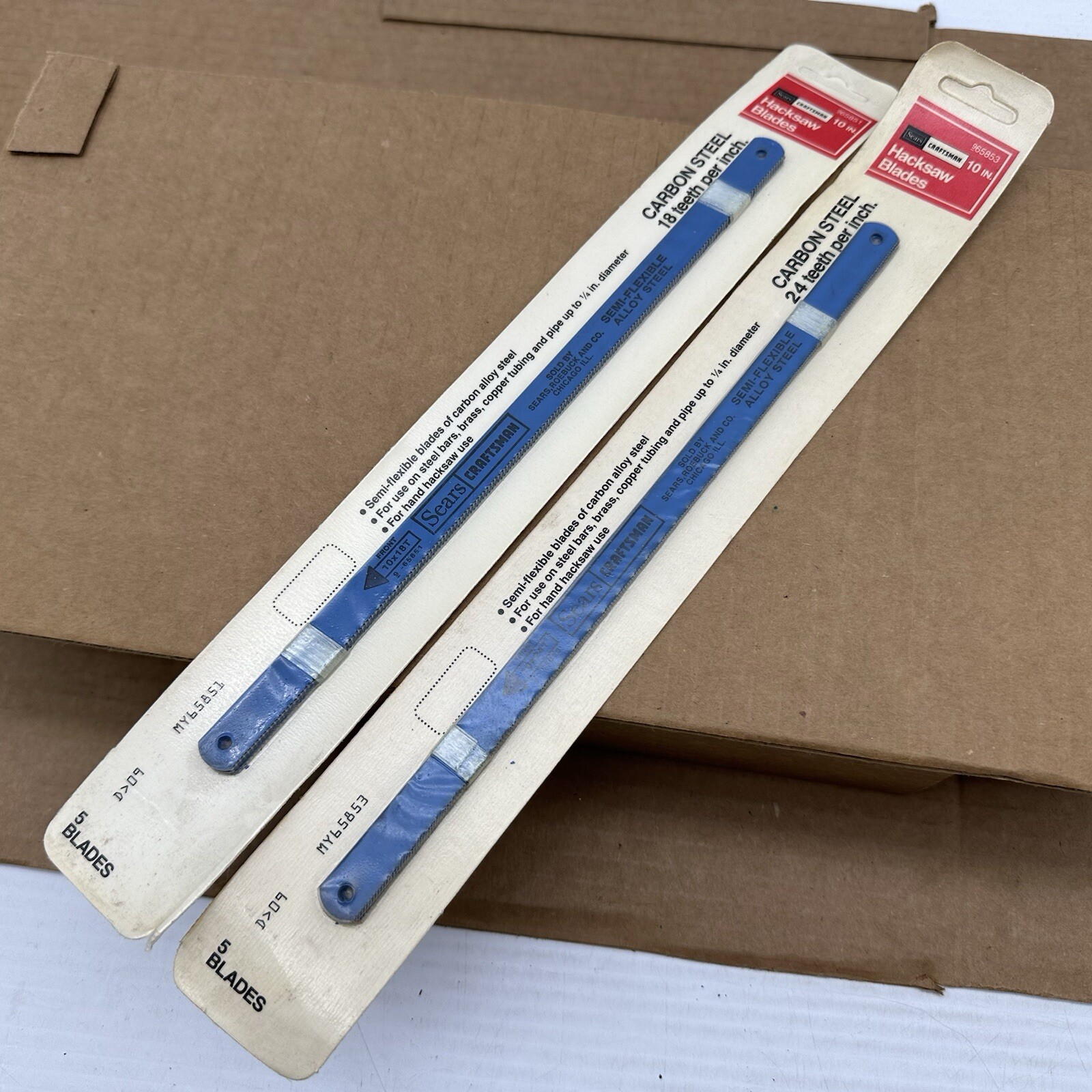 Lot Of 2 Vintage NOS Sears Craftsman 10" Hacksaw Blades #65853 5Pc 24 Teeth Per