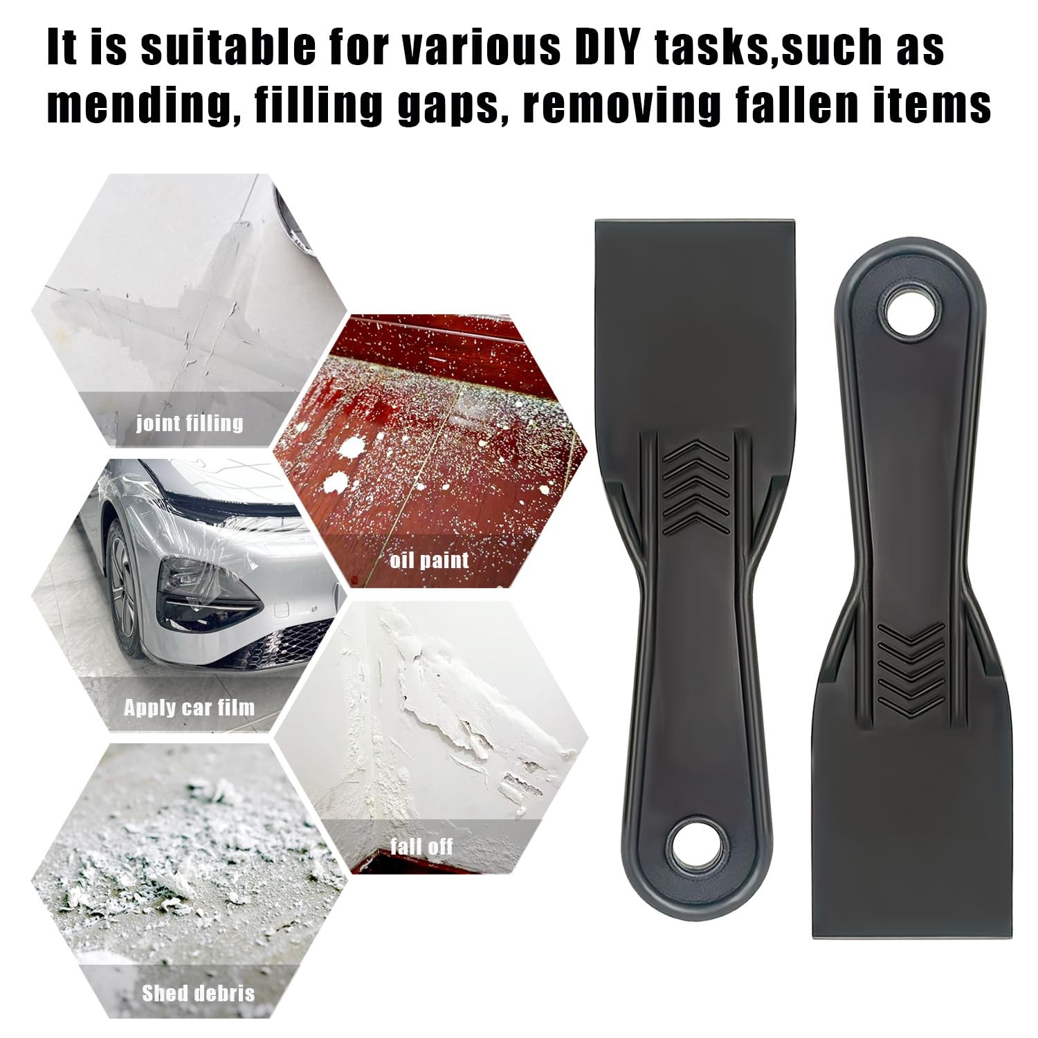 6 Pack Plastic Putty Knife Set, 2" Flexible Paint Scraper Tools for Spackling...