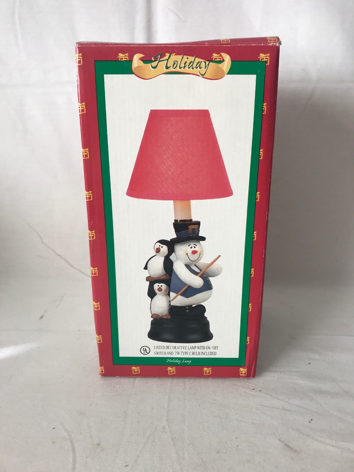 Word Bazaars Holiday Snowman table lamp with Red shade New