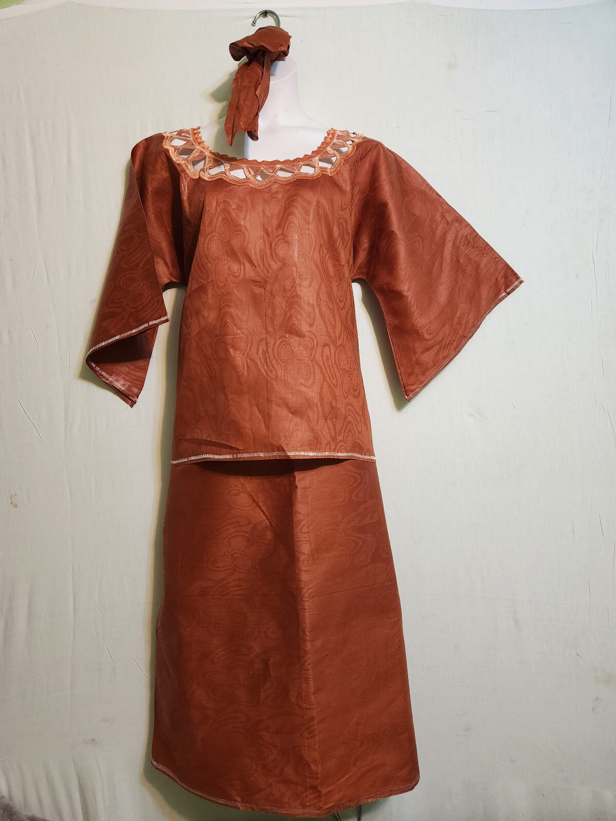 Women Clothing African Brocade Print Cotton 3Pcs Skirt Suit Free Size 52" around