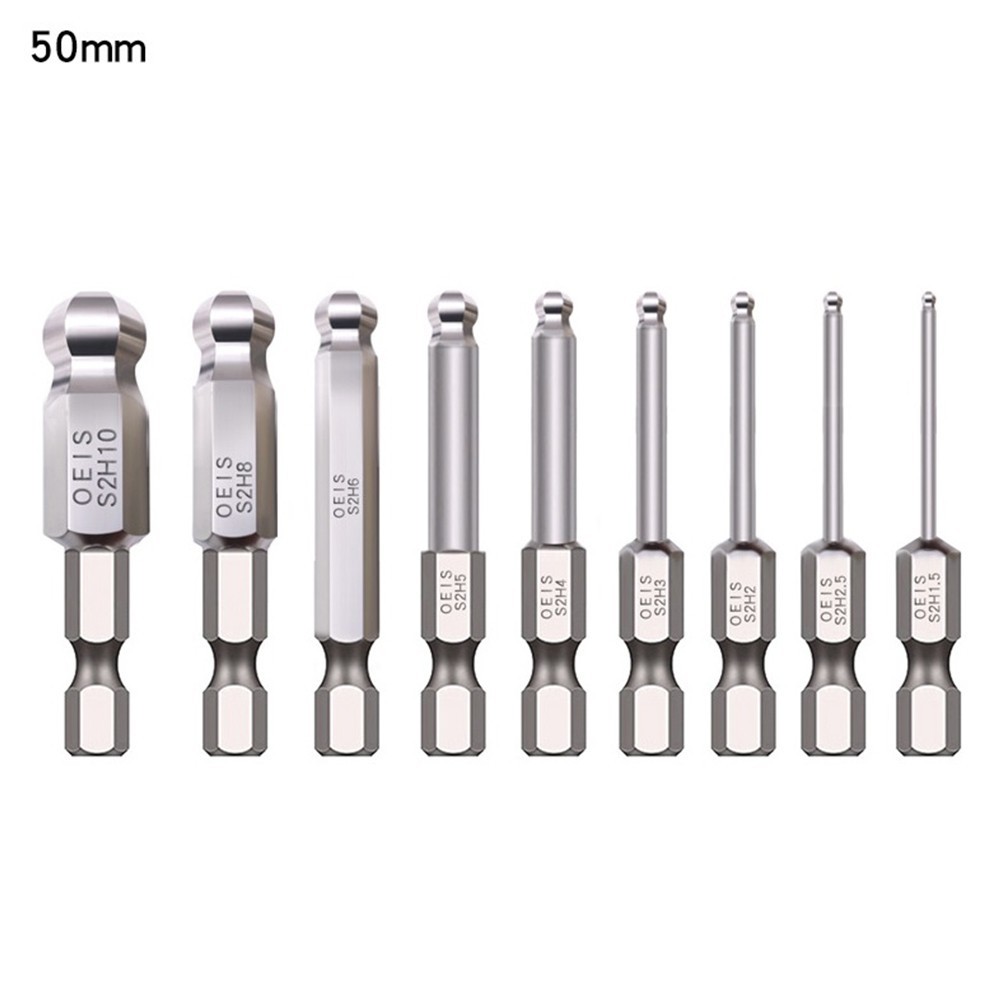1pc Ball End Hex Screwdriver Bit Metric Hex Bit 50mm Long Magnetic Driver Bit