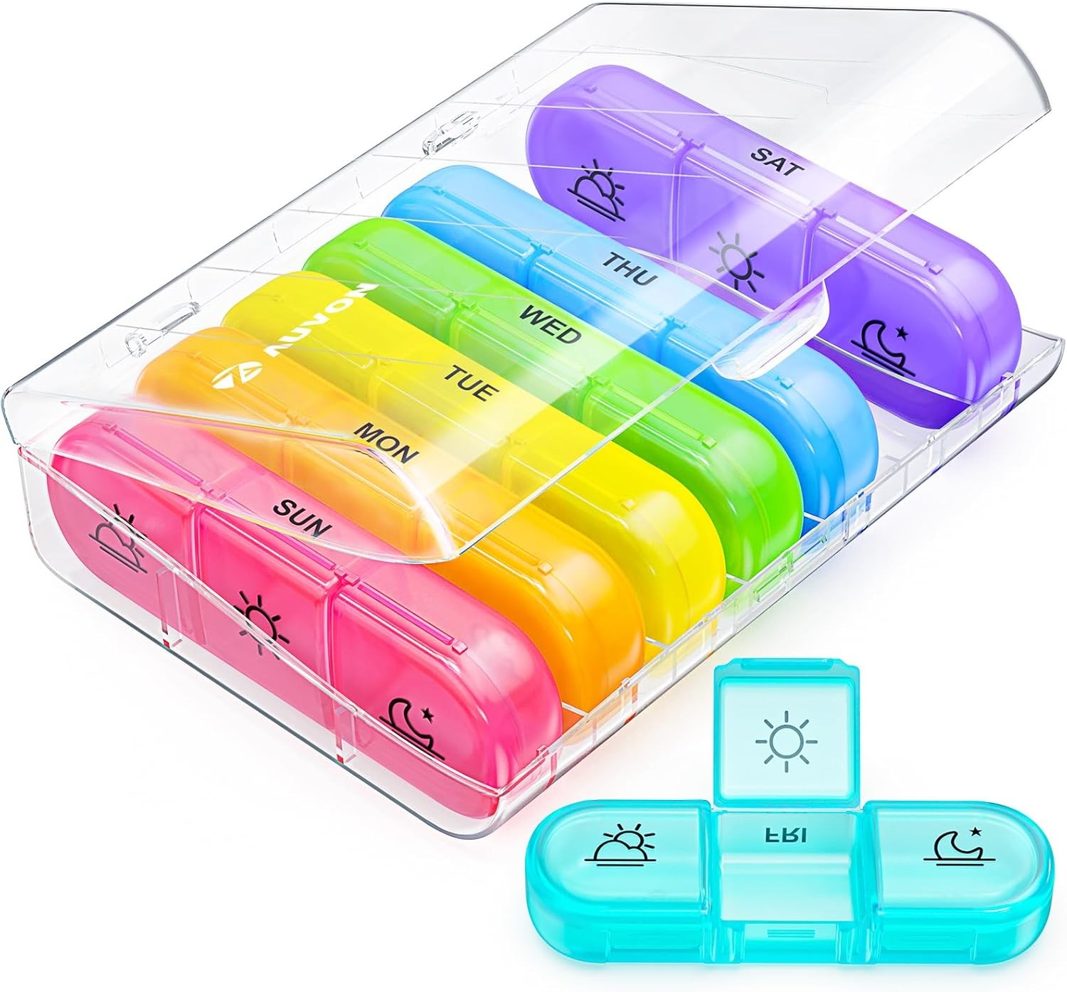 AUVON Weekly Pill Organizer 3 Times a Day, Large 7 Day Pill Box 3 Times a Day wi