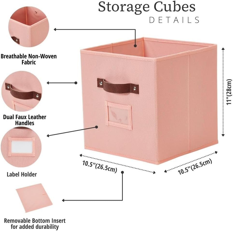 Storage Bins, Cube Storage Bin with Labels, Fabric Storage Cubes for Shelves (10