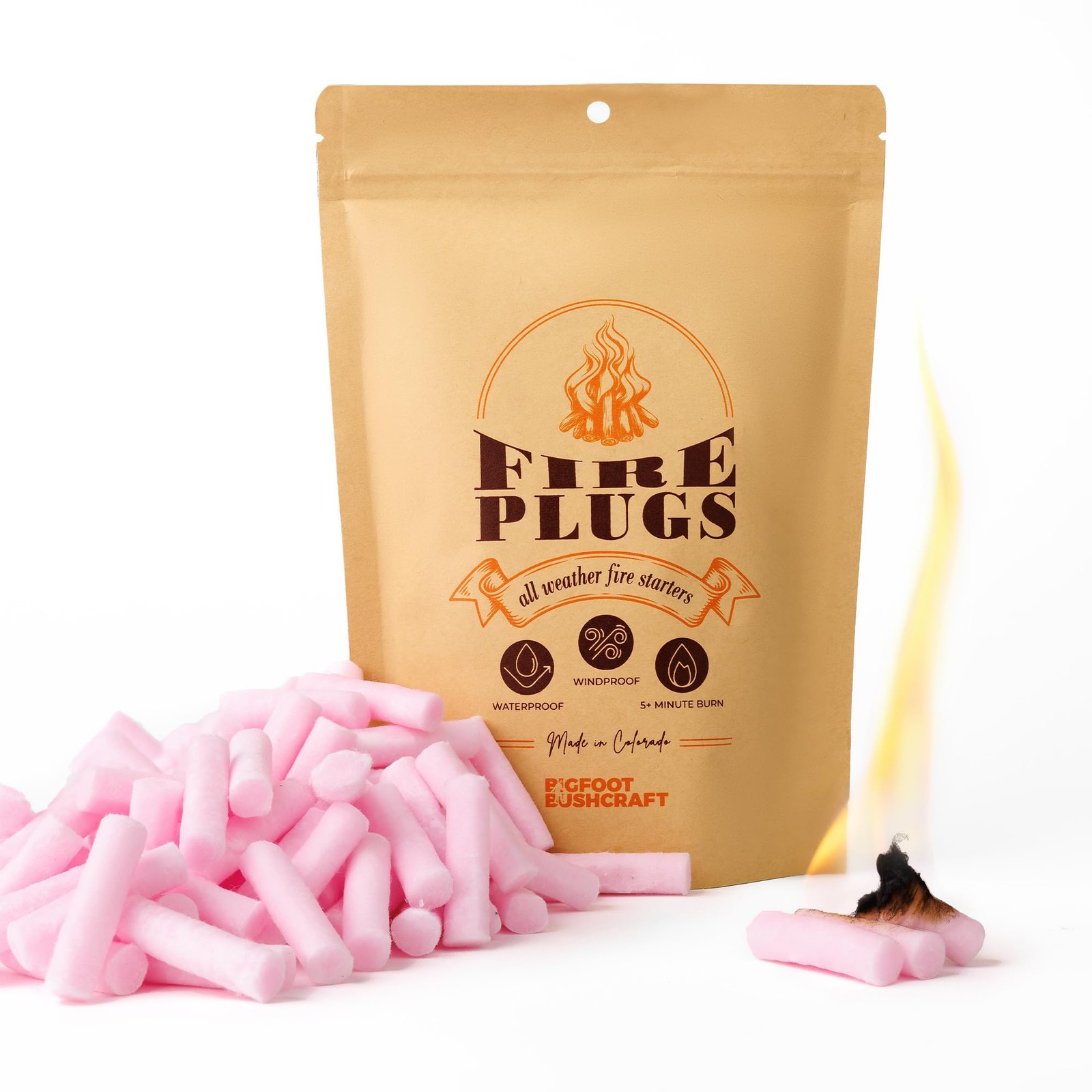 Non-Toxic Waterproof Fire Starters with 5+ Minute 1.5 x 0.375 inches, Pink
