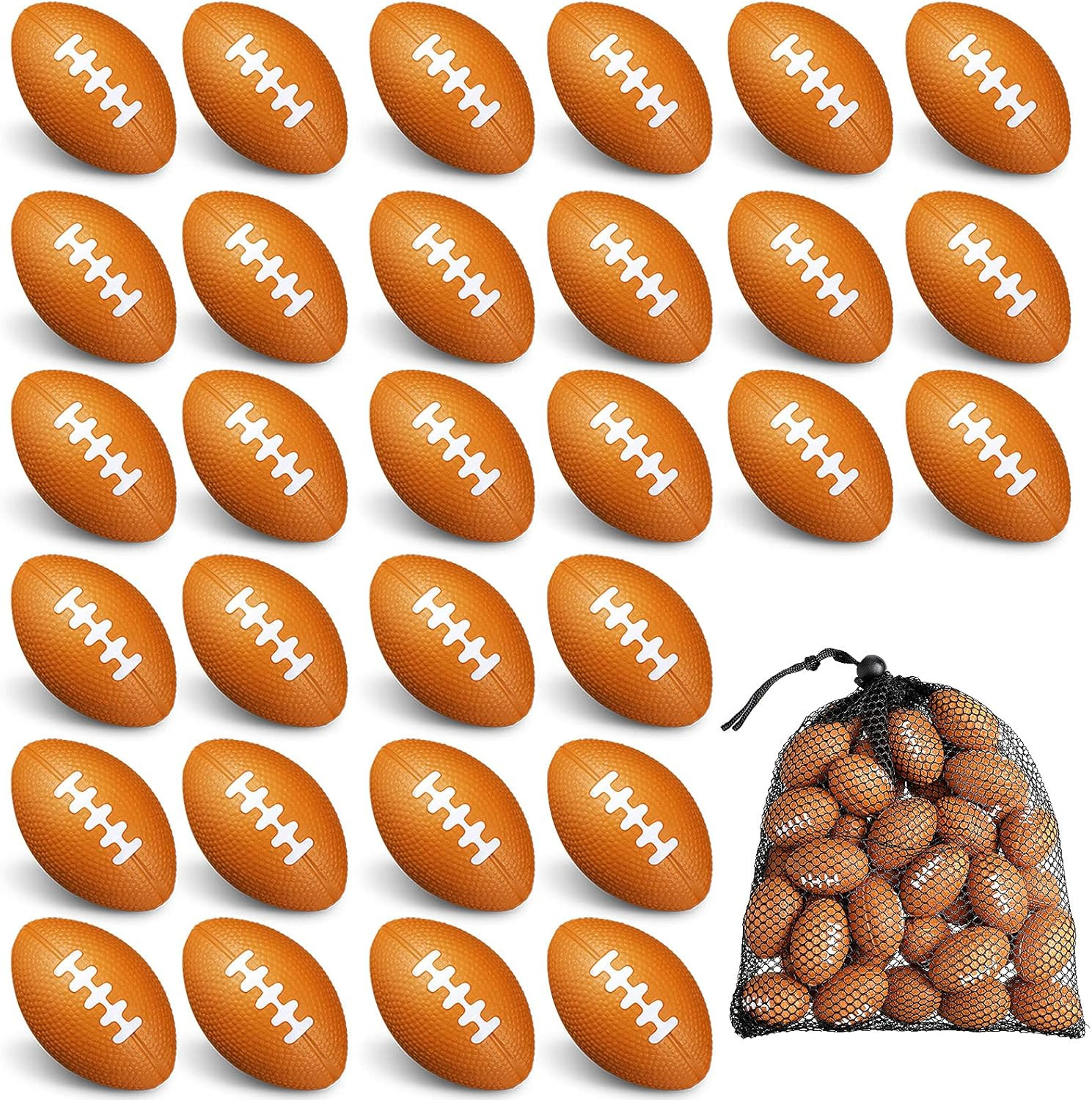 40 Packs 1.4 Inch Mini Foam Football Bulk Small Stress Ball Sports Miniature Bal