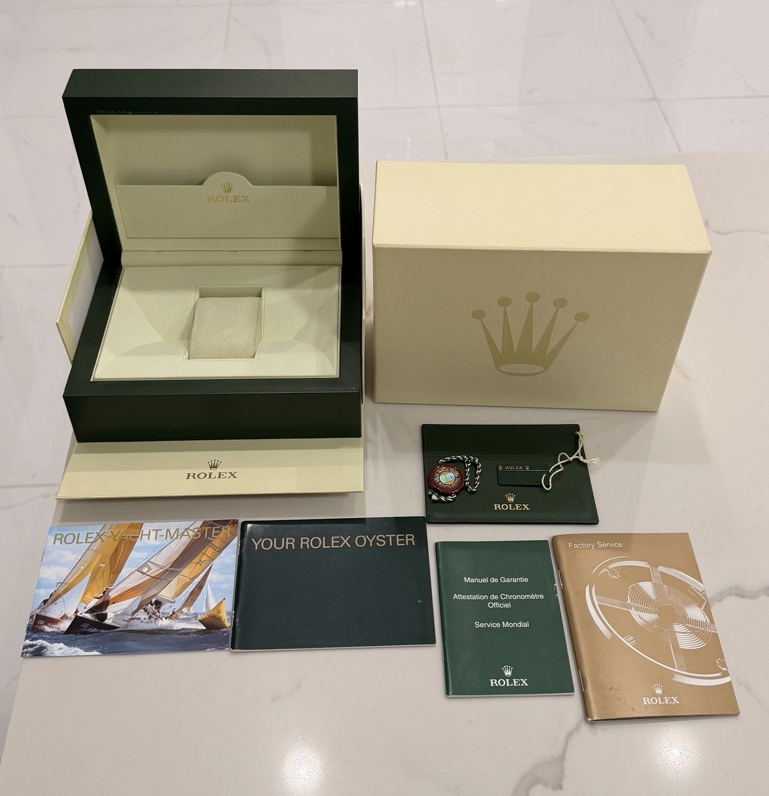 GENUINE Rolex Gold Yacht Master 16628 watch Box Booklets Tag SET Mid 2000s -2011