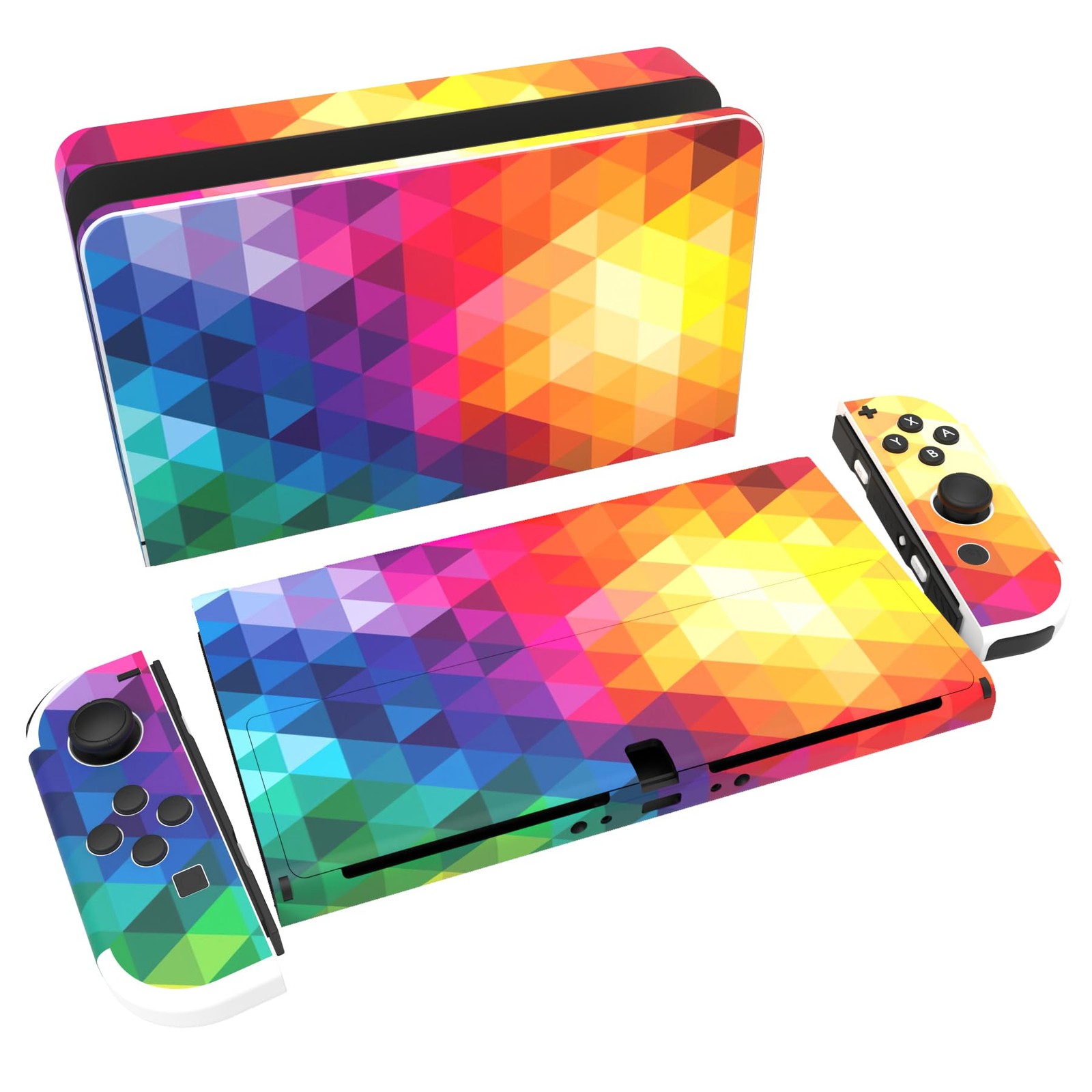 PlayVital Switch OLED skins Colorful Triangle decal