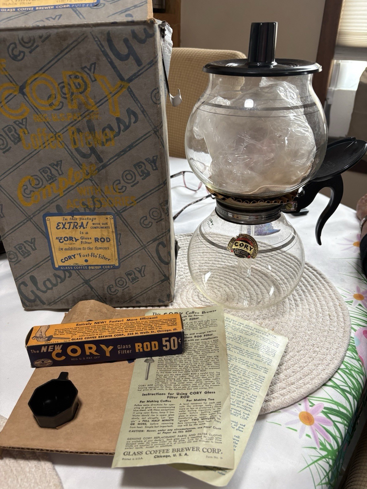 Vintage Cory DVC Family Circle Range Glass Vacuum Coffee Brewer 10-12 Cup NEW