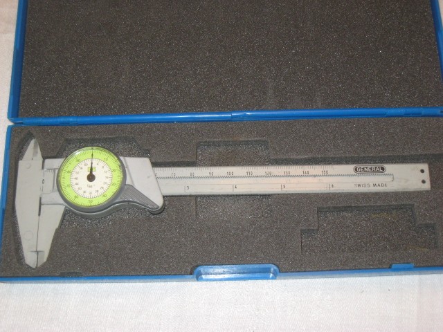 DIAL CALIPERS IN BLUE BOX MADE IN SWITZERLAND