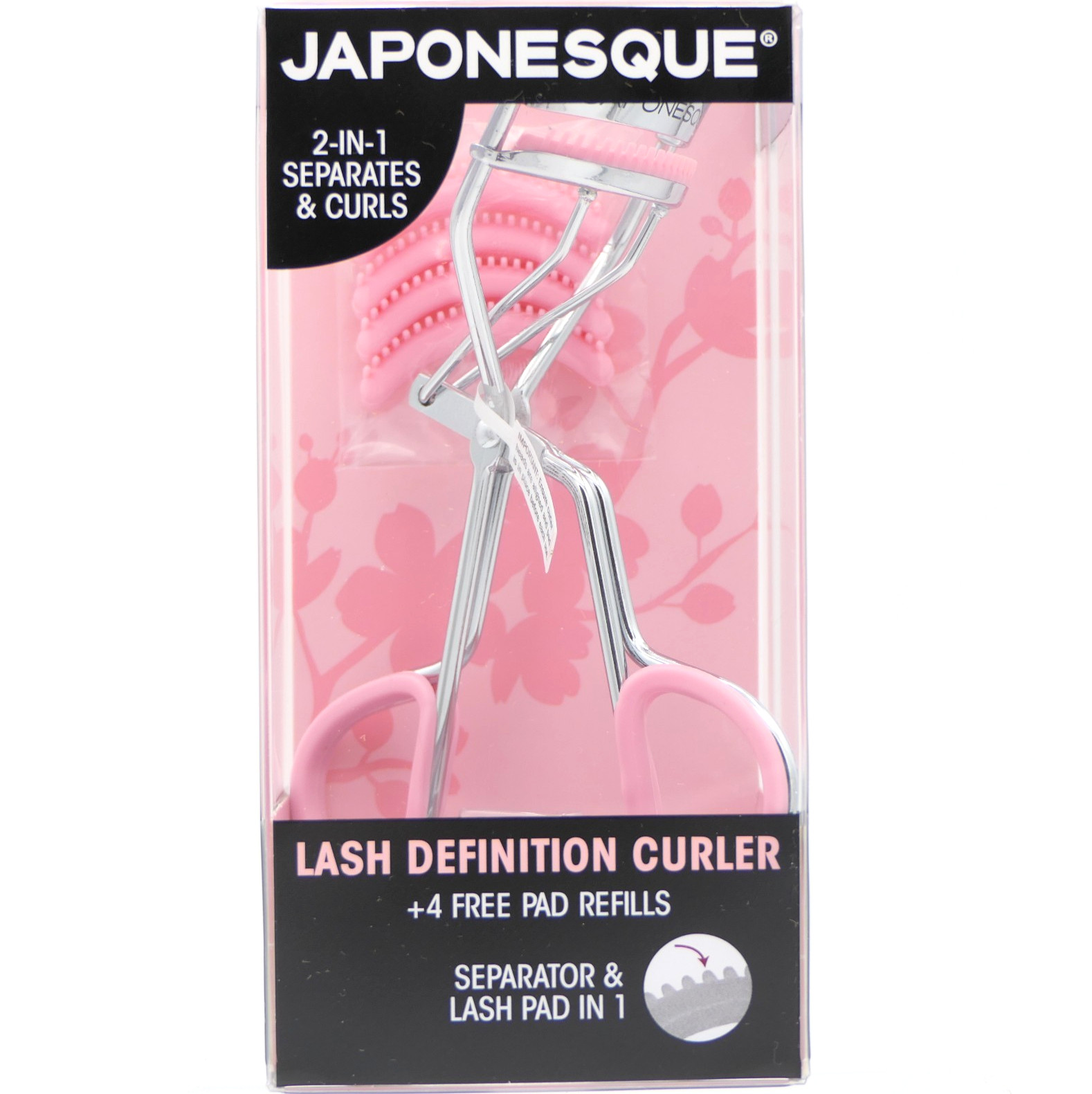 Japonesque Lash Definition Curler Pink 2-in-1 Separates & Curls + 4 Pad Refills