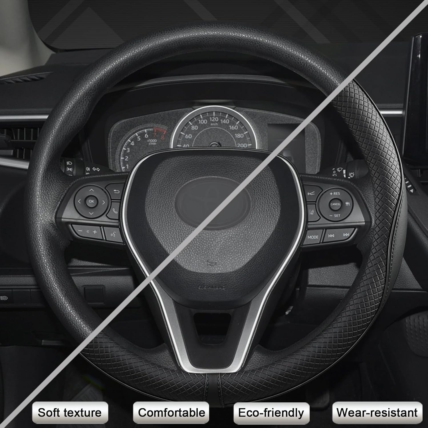 Customized Large-Size Car Steering Wheel Cover fits FORD F-150 Leather Protector
